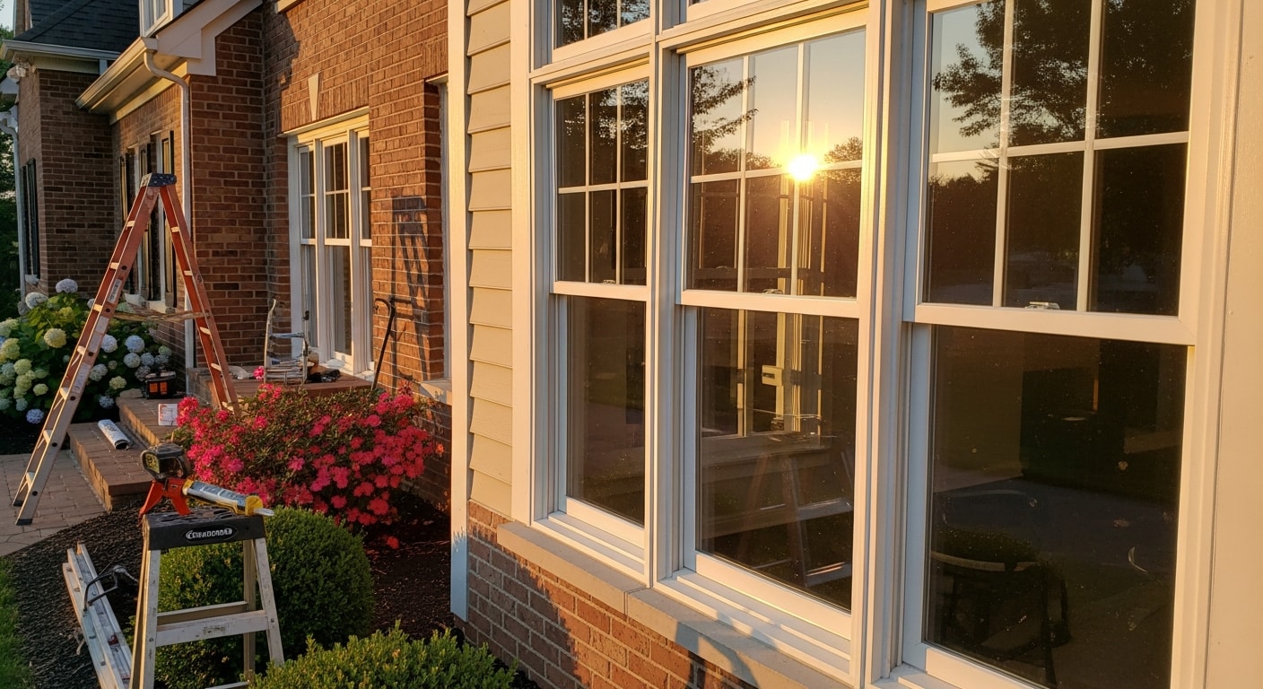 New replacement windows installed on residential home exterior
